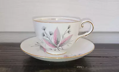 Buy New Chelsea Staffs England Bone China Tea Cup/Saucer  Pink And Gray Design 1930s • 20.99£