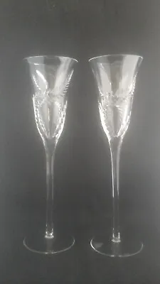Buy Stuart Crystal Pair Of Flute Champagne Glasses • 75£