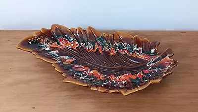 Buy Extremely Colourful Mid Century French Art Pottery Vallauris Ceramic Leaf Plate • 44£