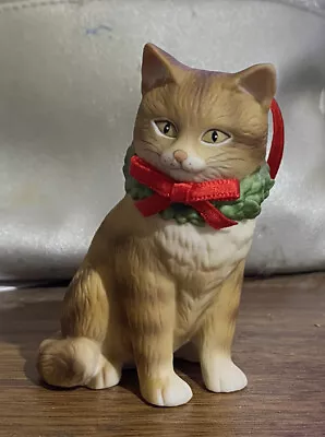 Buy Vintage 1985 Gorgon Fraser Cat With Christmas Wreath Collar Ornament • 13.33£