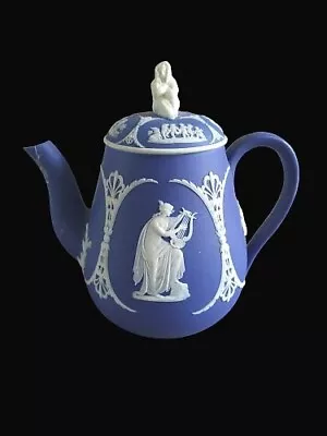 Buy Antique Wedgwood Dipped Blue Jasperware Teapot With Sybil Finial For Restoration • 55£