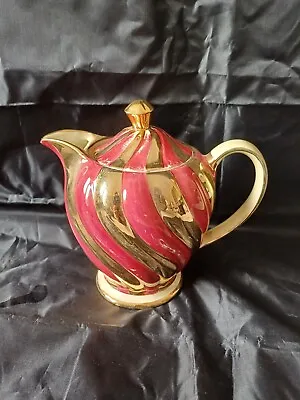 Buy Rare Sadler Vintage Lustre Gold And Red Tea Pot • 8.94£