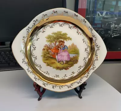 Buy Vintage Bavarian Gloria Fine Porc Gold Display Plate/Dish Fragonard Pattern 26cm • 25£