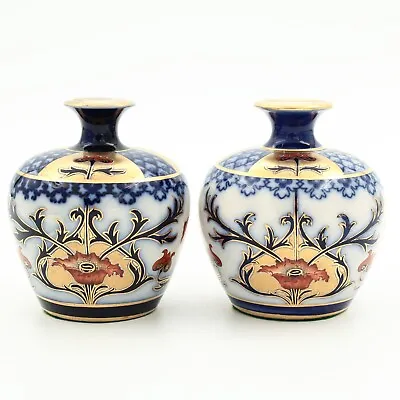 Buy Macintyre William Moorcroft Aurelian Vases Pair Poppy Design Height 9.5cm • 240£
