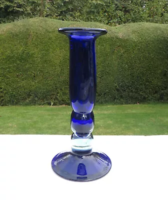 Buy Hand Blown Cobalt Blue Glass Candle Stick / Candle Holder. • 14.99£