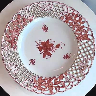 Buy Herend Chinese Bouquet RETICULATED DINNER PLATE Apponyi Rust 8434 Rare • 204.63£