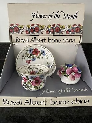 Buy Royal Albert  Flower Of The Month August Cup & Saucer , Flower Pot. • 55£