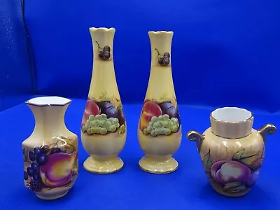 Buy 4 X  Aynsley Bone China Orchard Gold 2 Vases 2 X Pots By D. Jones • 50£