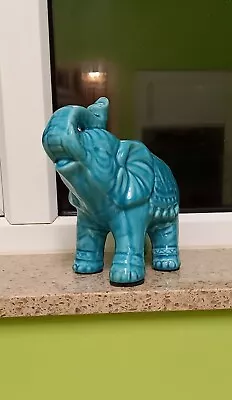 Buy Teal Ceramic Elephant Figurine • 5.99£