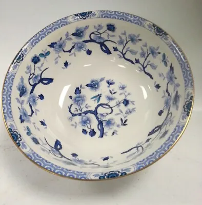 Buy Vintage Royal Grafton Blue & White Bone China Dynasty Large Bowl 8” Gold Rim • 4.99£