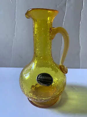 Buy KANAWHA Yellow Crackle Glass Vintage Small Pitcher 6  Pre-Owned • 14.93£