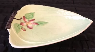 Buy Vintage Carlton Ware Apple Blossom Majolica Triangular Leaf Dish. 1617 • 3£