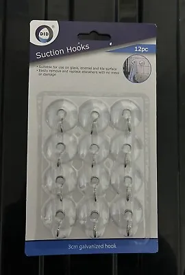 Buy Clear Suction Hooks 12pc Glass Window Hang Decorations Plastic Home Sticks Hook • 2.89£