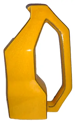Buy Rare Crackled Yellow Glass Pitcher Vase Geometric Design  • 56.16£