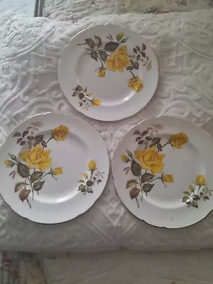 Buy Paragon Yellow Roses, 3 Side Plates, Vintage Fine English Bone China  • 10£