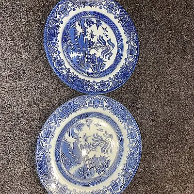 Buy Vintage English Ironstone Tableware Plate & Side Plate Blue & White • 9.49£
