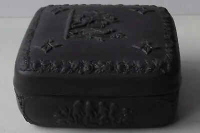 Buy Wedgwood Black Basalt Lidded Box With Classical Scenes, 9cm X 9cm X 4cm • 32£