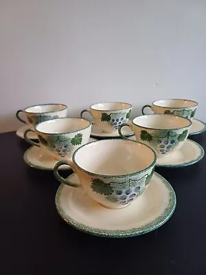 Buy Poole Vineyard Breakfast Cup & Saucers X 6 - Exceptionally Rare Set • 90£
