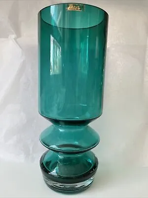 Buy Riihimaen Lasi Oy Finland Finncristall Aquamarine Glass Vase Tamara Aladin MCM • 369.23£