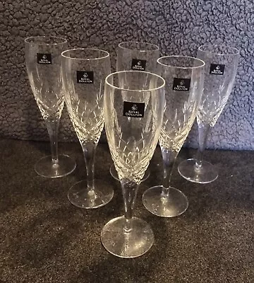 Buy Six Royal Doulton Crystal Champagne Flutes In The Canterbury Design • 59.95£