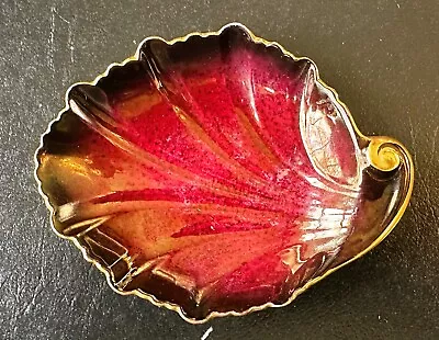 Buy Vintage Art Deco England Carlton Ware RED Rouge Royale  Leaf Shaped Trinket Dish • 6.96£