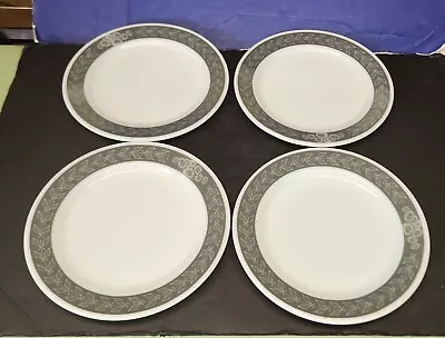 Buy Vtg Pyrex Autumn Bands Grey Laurel 10 1/4  Dinner Plates 4pc Set • 26.85£