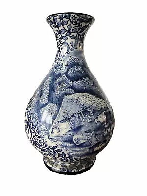 Buy James Kent Old Foley Bud Vase Blue And White Chintz Pottery Farm Scene • 14.99£