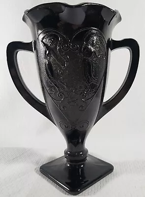 Buy VTG 1930 S LE Smith Black Amethyst Glass Vase Loving Cup Trophy  Dancing Nymphs • 31.17£
