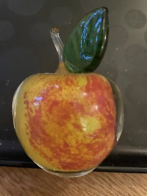 Buy Vintage Glass Apple Paperweight Or Ornament 3” Tall • 20£