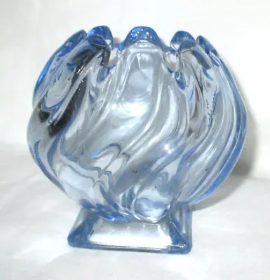 Buy Art Deco Bagley  Blue Glass 'Equinox' Vase/Bowl Pattern 3061 • 6.99£