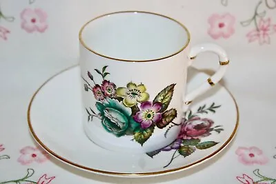 Buy Superb 1940s Royal Worcester Bone China Coffee Cup Saucer Posy Z2621 Demitasse • 12£