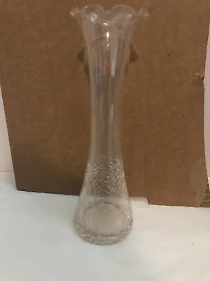 Buy Crackle Glass Half Crackle Clear Glass Bud Vase 8 Inch • 5.47£