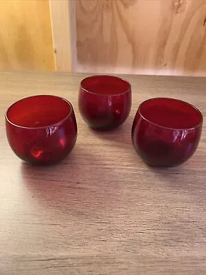 Buy Set Of 3 Vintage Anchor Hocking Royal Ruby Red Small Glasses • 8.63£