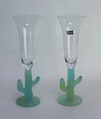 Buy Daum Crystal Champagne Flutes Cactus Pate De Verre Hilton Mc Connico Art Glass • 369.61£