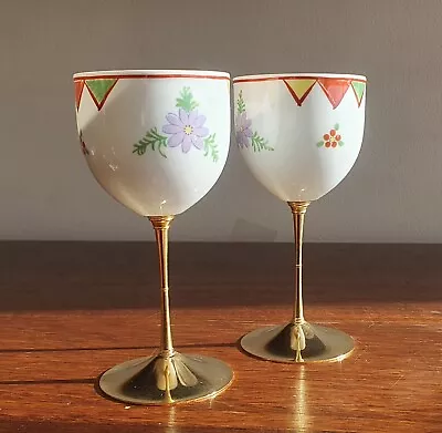 Buy Vintage Japanese Kutani Porcelain Wine Glasses X 2 Excellent Condition • 69.53£