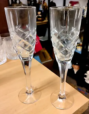Buy Pair Perfect Heavy Lead Crystal Champagne Flutes / Glasses From House Clearance • 12.99£