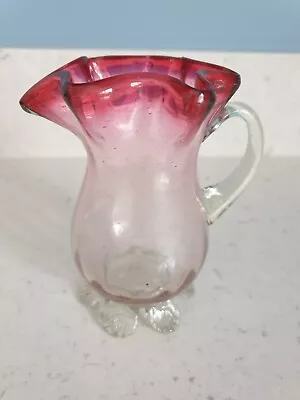 Buy Small Vintage Cranberry Glass Jug. • 5.99£