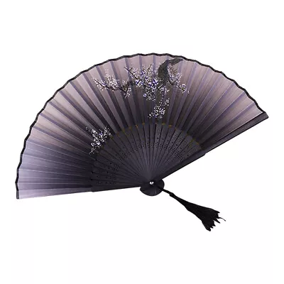 Buy Black Lace Folding Fan Hand Held Spanish Dance Tela Flower Silk Wedding Par-UK • 3.50£