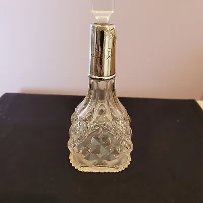 Buy Beautiful Vintage Cut Glass Perfume Bottle In Good Condition With Silver Collar • 8.99£