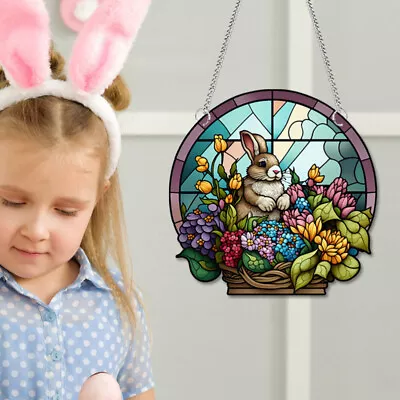Buy  Stained Glass Panels Easter Ornaments Suction Cup Hooks Window Decorations • 9.99£