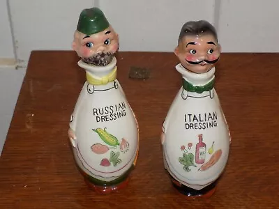 Buy  Vintage Pair Of Figural Ceramic Cruet Dressing Jars Russian & Italian • 80.64£