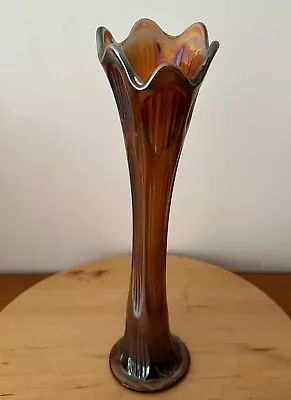 Buy Fenton Carnival Glass Vase. Diamond & Rib. Amethyst. Small Chip To Base. • 15£