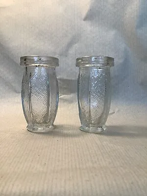 Buy X2 Vintage Glass Paste Jars/ Flower Pots, Geometric Embossed Glass Design  • 9.99£