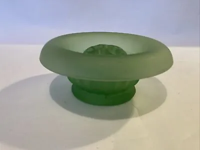 Buy Antique Vintage Retro Art Deco Green Glass Centrepiece Bowl With Flower Frog.  • 25£