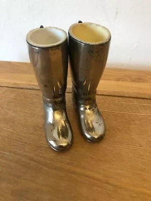Buy Vintage British Pair Of Miniature Silver Plated Hunting Boots For Shots • 8£