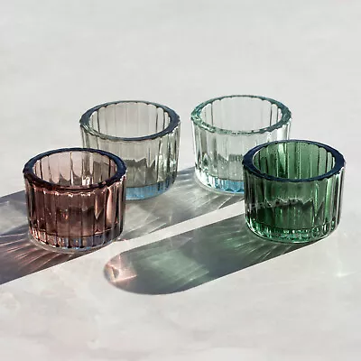 Buy Set Of 16 Colour Glass Small Tea Light Candle Holders 5.5cm Ribbed Tealight Pots • 20£