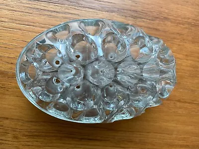 Buy Antique Large 28 Hole Domed Clear Glass Flower Frog 1910 • 20£