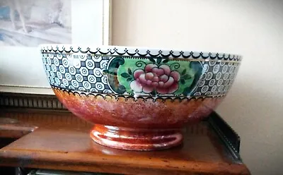 Buy Vintage Malin Newcastle Upon Tyne Pottery Red Lustre Ware Rose Bowl Patern 5922a • 40£
