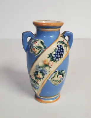 Buy Maruhon Ware Japan Della Robbia Style Blue Majolica Vase Vintage 4.75  • 19.20£