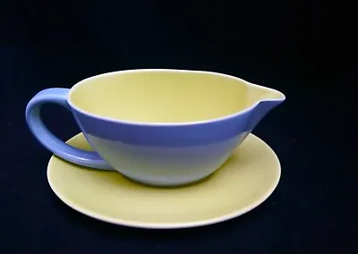 Buy Very Rare Poole TwinTone Lime Yellow And Moonstone Grey Gravy Boat • 10£